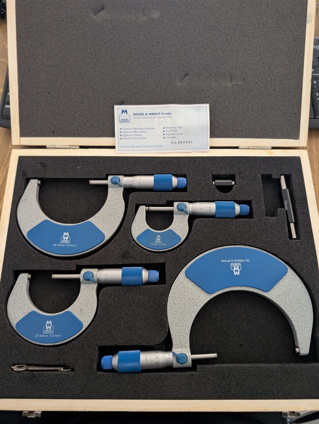 Moore & Wright MEB-MW215-02BL 0-100mm External Micrometer Set
